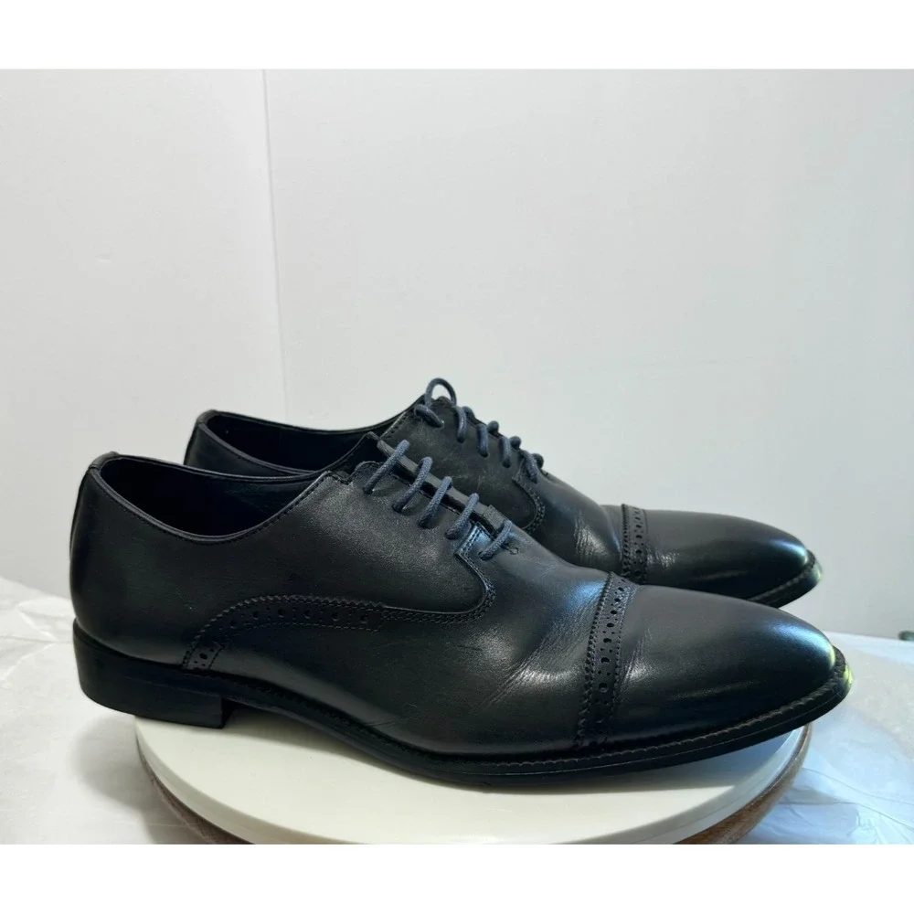Vintage Foundry Co. Leather Business Career Cap Toe Oxfords Men 10 Midnight Navy